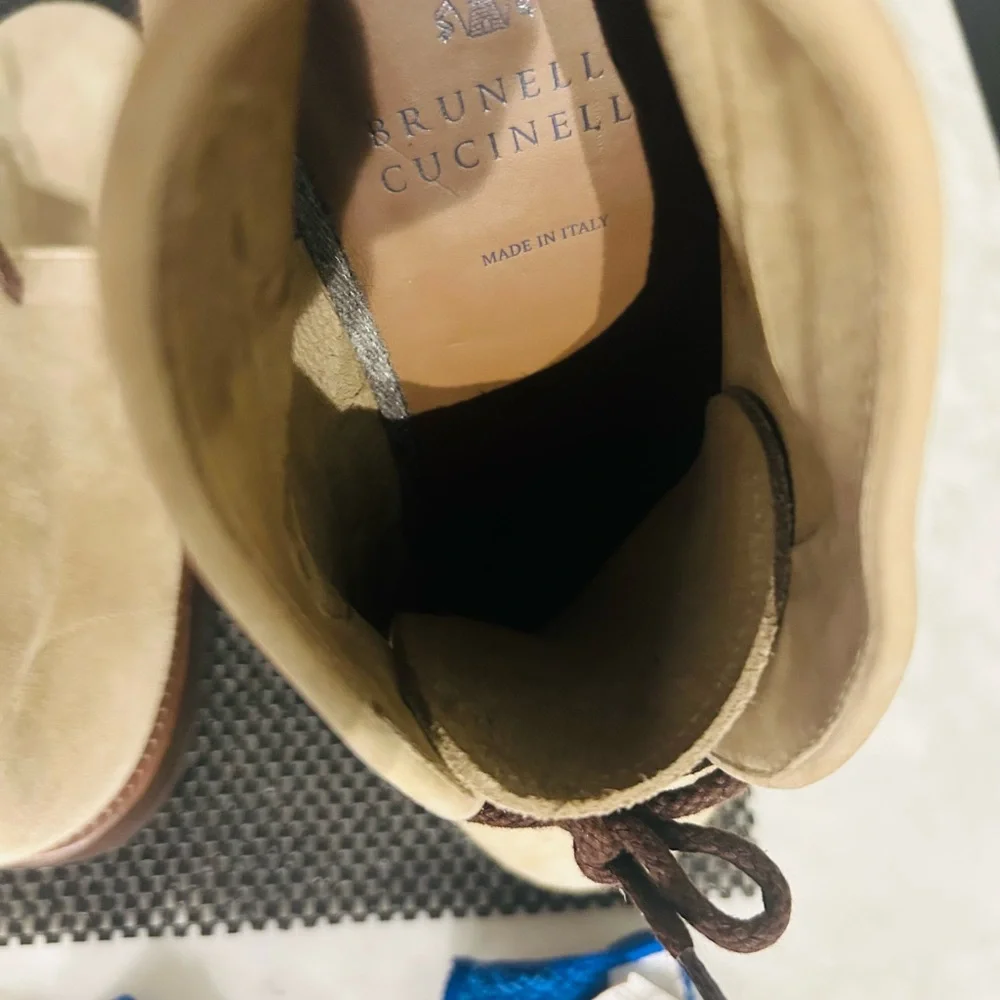 Brunello Cucinelli Beige Suede Chukka Boots
